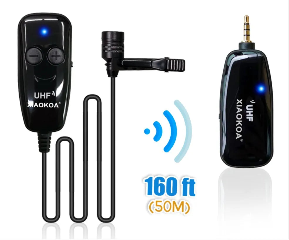 Black mobile phone lavalier microphone with 3.5mm plug and APS shielded wire