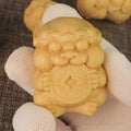Solid bamboo carving ornament traditional Chinese craft money charm shape 4.5cm