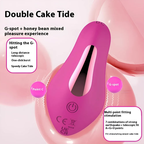 Rose red APP remote control wearable female massager with cute butterfly design on a white background.