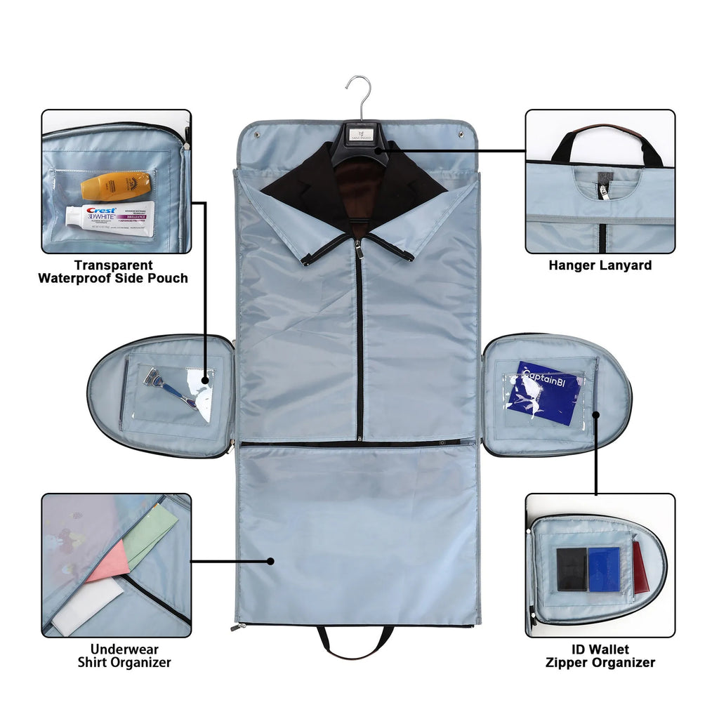 Dark blue foldable Oxford cloth duffel bag with 36-55L capacity for travel and gym use.