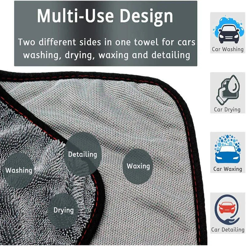 Grey square microfiber car wash towel measuring 40x40cm