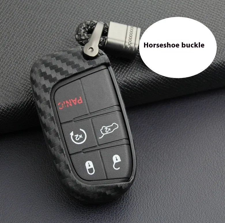 Carbon fibre pattern silicone protective case for Dodge Chrysler Fiat car remote key