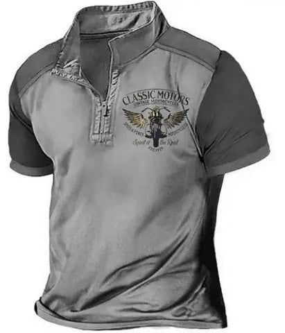 Loose fit golf polo shirt in bird eye polyester with digital printing in solid colour