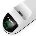 USB Type-C handle charger with active blue LED breathing light on a desk next to a phone.