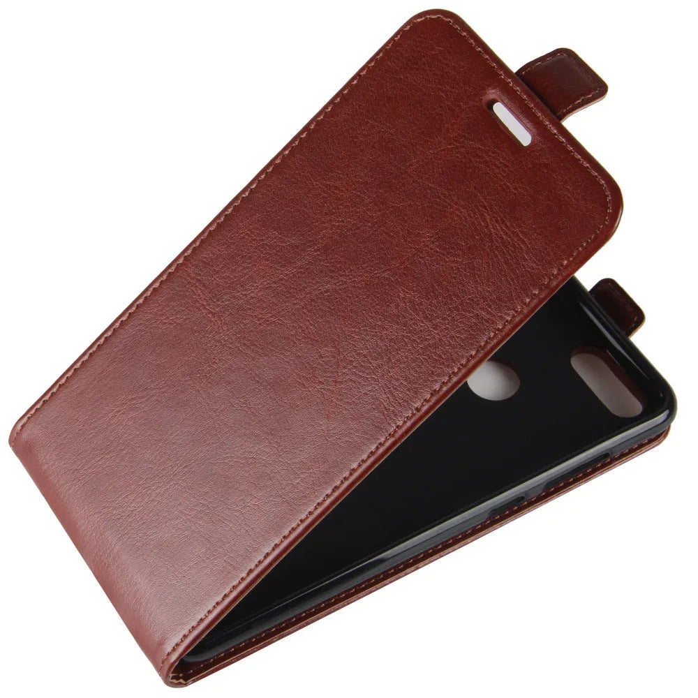 Honor 7X leather wallet phone case with card slots in business style with crazy horse pattern texture