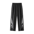 Men's straight-leg loose fit sports trousers in grey fabric with an elasticated waistband.