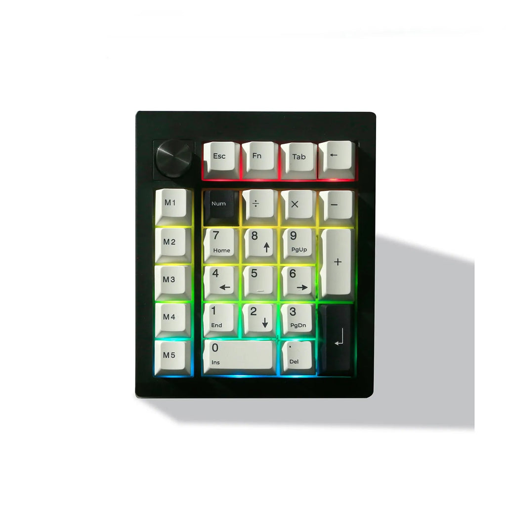 Black and white wireless mechanical numeric keyboard with Bluetooth connectivity