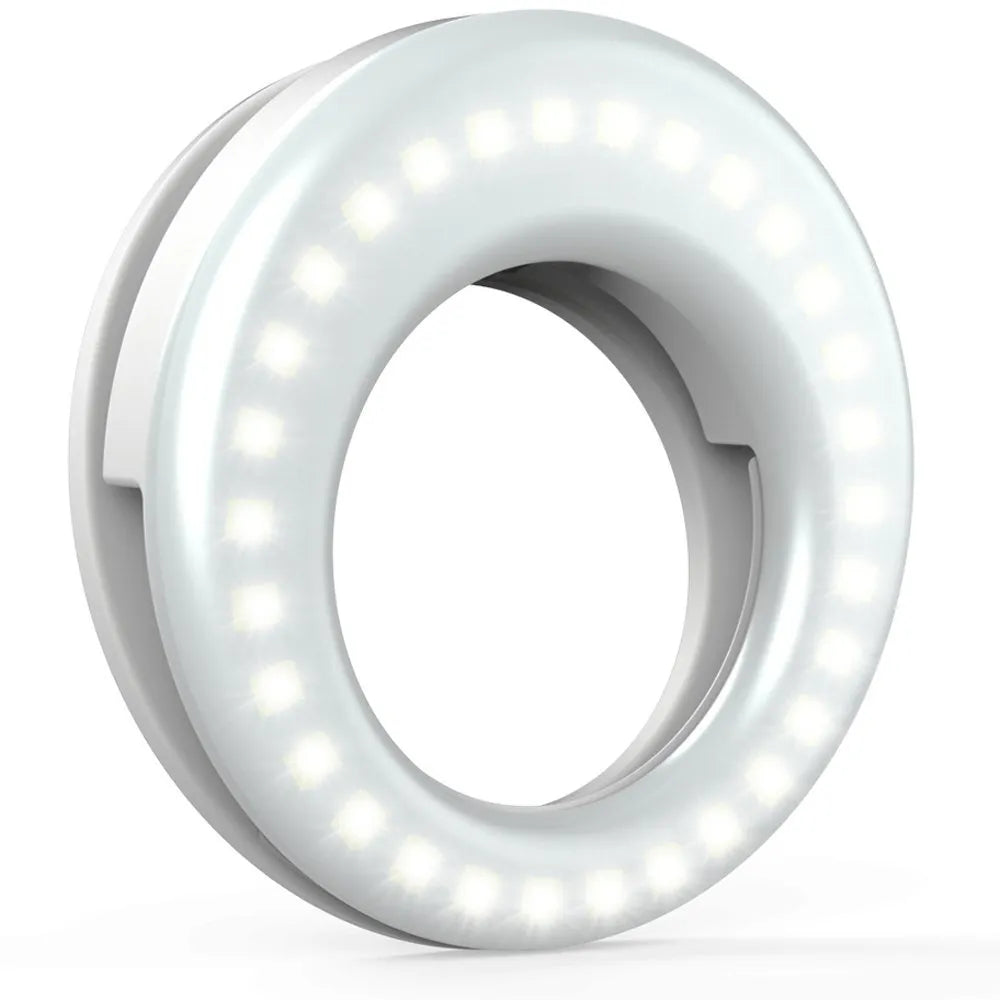 Black LED ring light for mobile phone photography with USB cable