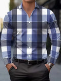Men's striped printed long sleeve shirt with button lapel in various colours