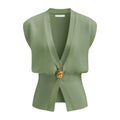 Women's loose-fit V-neck button cardigan in knitted polyester fabric, shown in multiple colours.