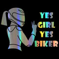 Cool Girl Rider waterproof vehicle sticker in black, white and laser colours measuring 16cm by 15cm