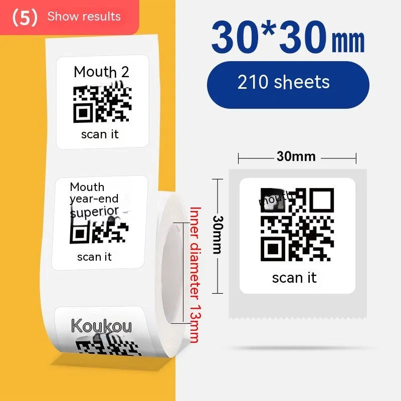 Roll of 160 white 40x40mm thermal paper adhesive stickers for retail price labelling