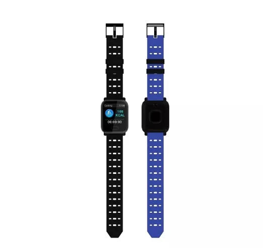 A6 smart bracelet with colour screen, zinc alloy body and silicone strap in three colour options