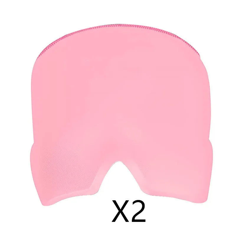 Black elastic cloth gel eye mask for headache relief showing adjustable design