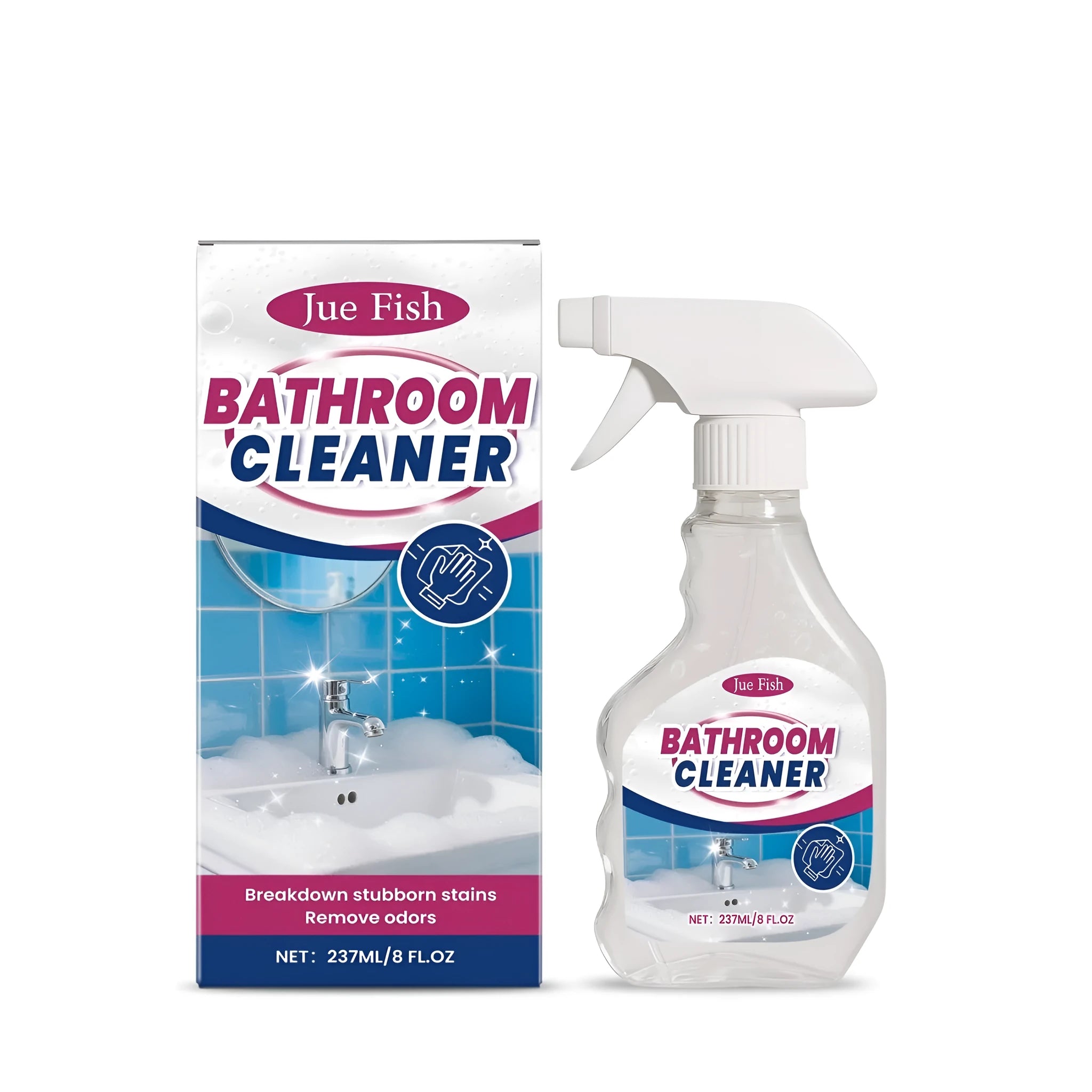 237ml bottle of bathroom cleaner with sodium hydroxide and sodium hypochlorite formula