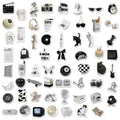 Black and white waterproof vinyl stickers pack with 61 pieces for laptop cup phone decoration