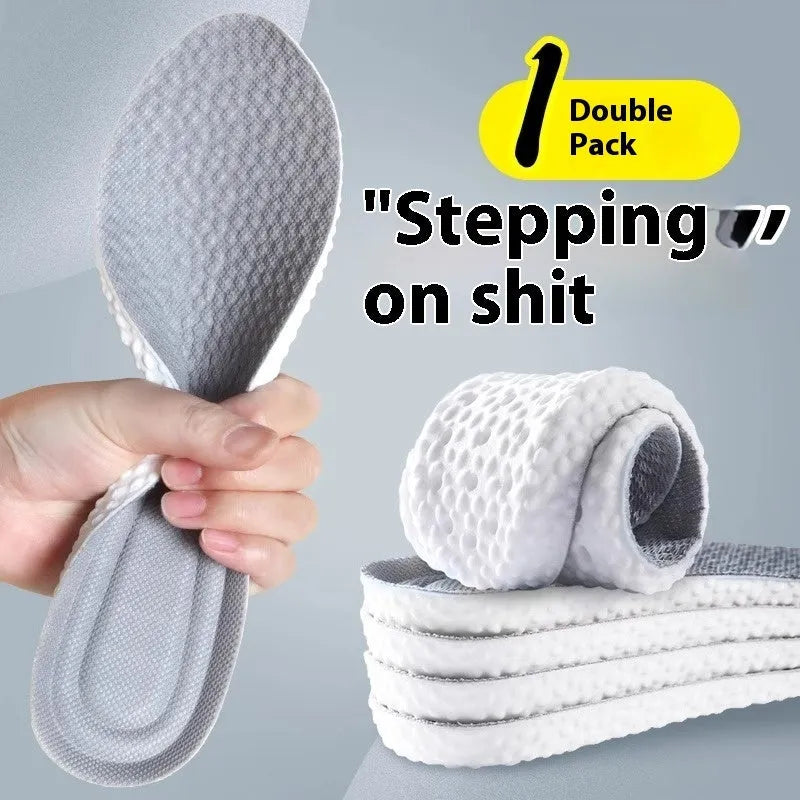 Breathable PU sports insoles in grey, black, or orange colours with cut-to-fit design for sizes 35-46
