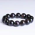 Crystal natural icy obsidian Pi Xiu bracelet with geometric ethnic design on wrist