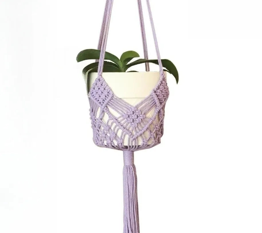 Hand-woven polyester cotton flower pot in brown colour displaying textured weave pattern