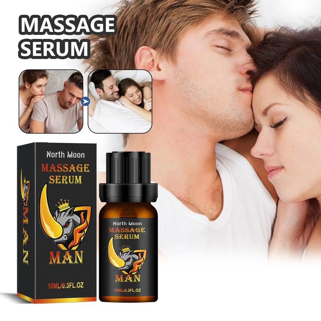 10ml bottle of men's body care essential oil with ginger and vitamin E for external massage.