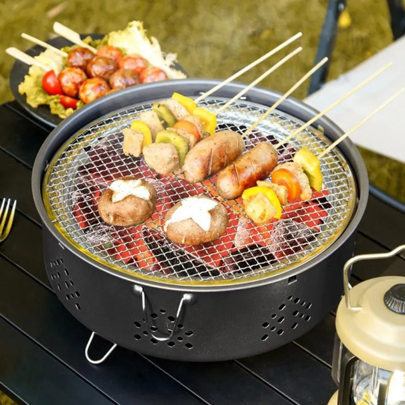 Portable stainless steel charcoal BBQ grill with detachable design and storage bag