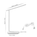 White USB rechargeable bedside lamp with touch dimming controls for children's bedrooms