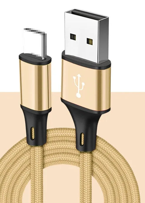2m long USB to Type-C mobile phone charging cable in multiple colour options