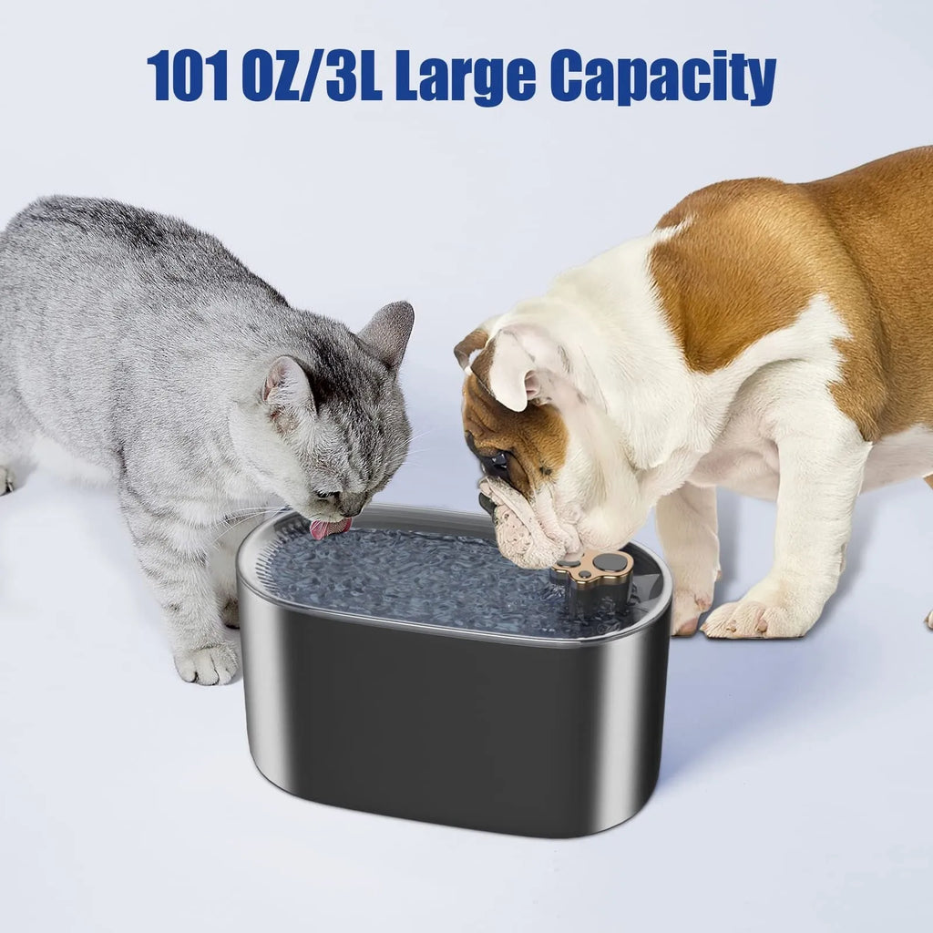Automatic pet water fountain in Berlin blue colour with 3 litre capacity and LED indicator light