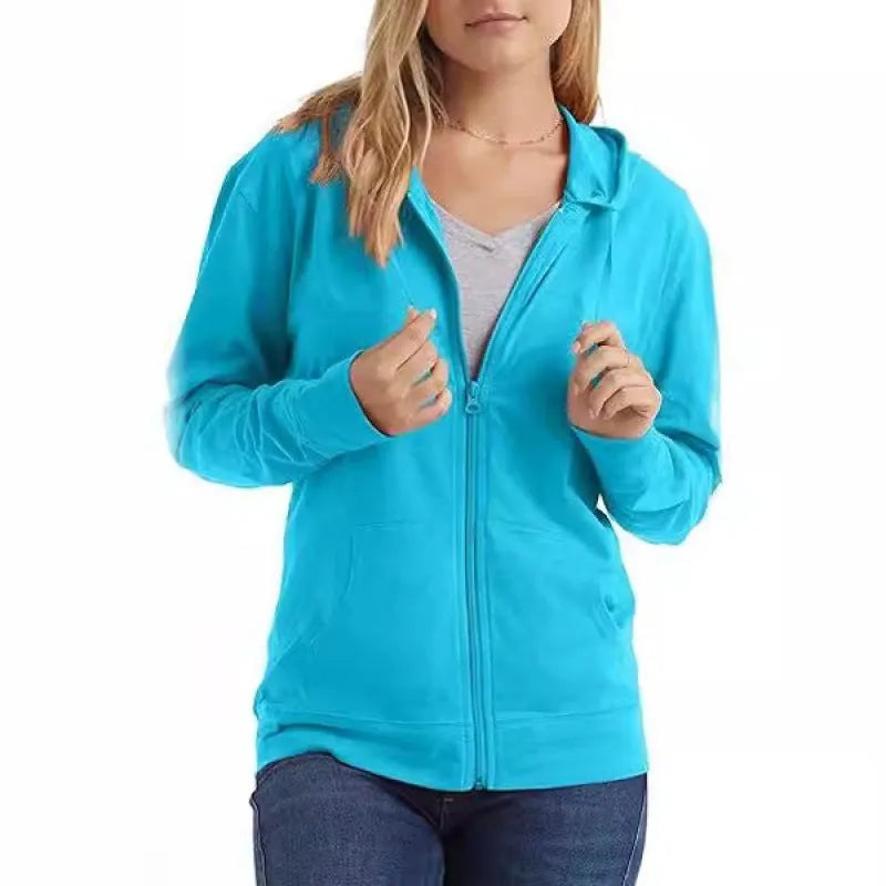 Women's loose fit pullover hoodie in solid black, long sleeve, polyester, size S-XXL