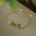 925 silver fox bracelet for women with Hetian jade style bead, 17cm chain and 3cm extension