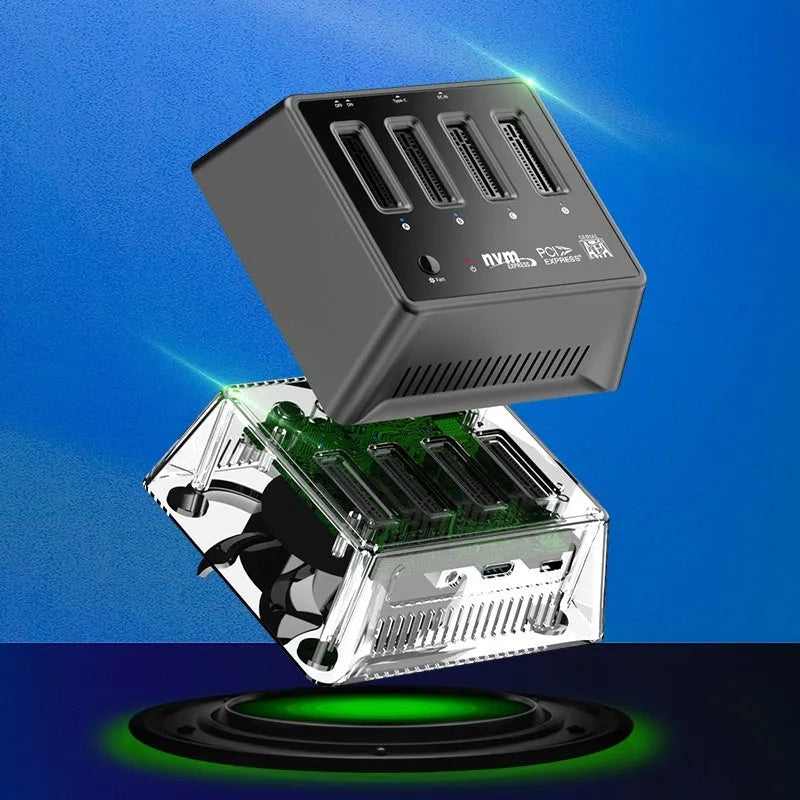 Aluminium alloy M2 SSD mounting base with dimensions 90x78x34mm for dual protocol solid-state drives