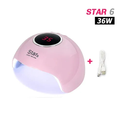 12 bulb LED festoon lighting string with star-shaped designs in gold, pink, red, and white colour options