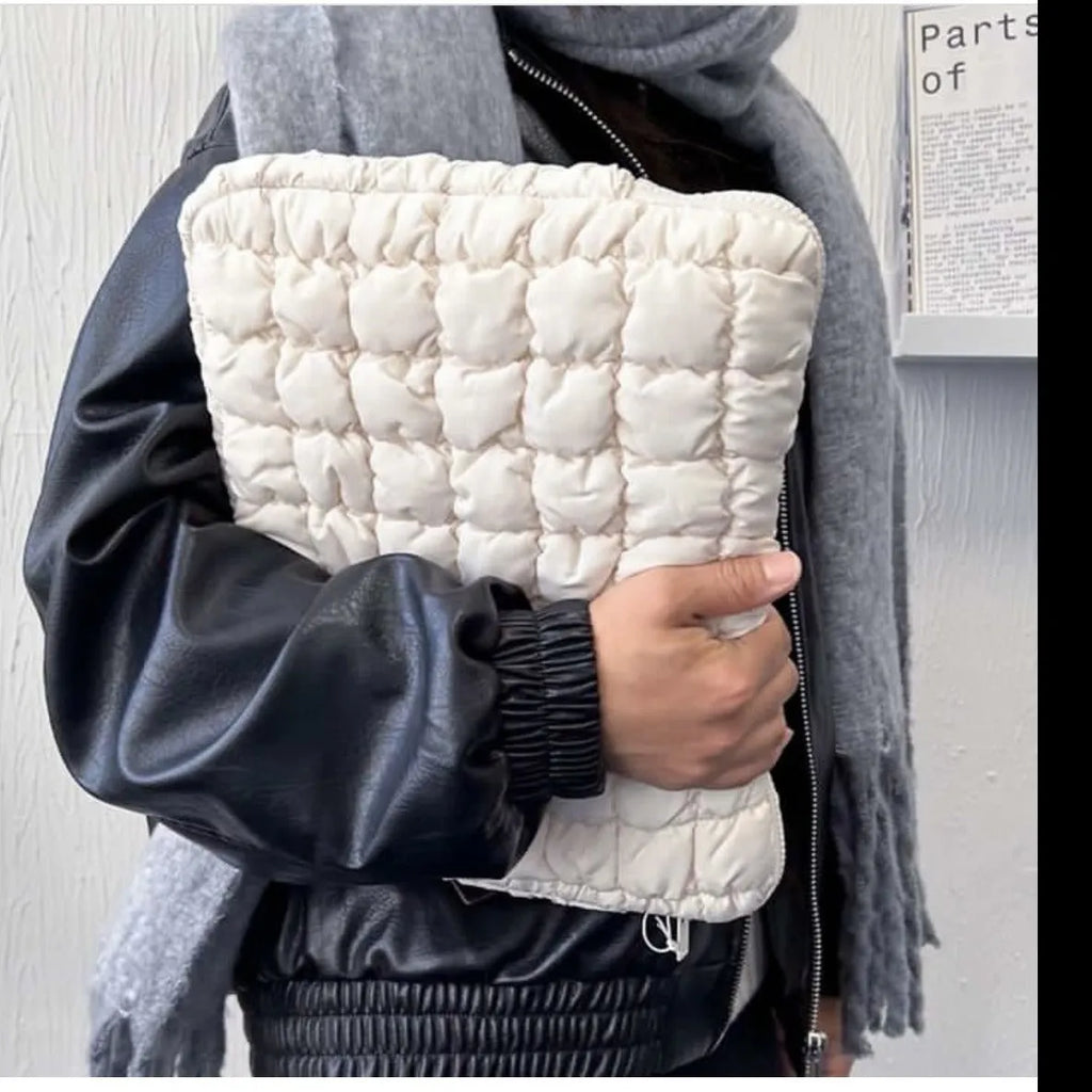 Cloud cotton nylon laptop bag in black colour showing large capacity design for 15.6-inch notebooks