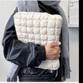 Cloud cotton nylon laptop bag in black colour showing large capacity design for 15.6-inch notebooks
