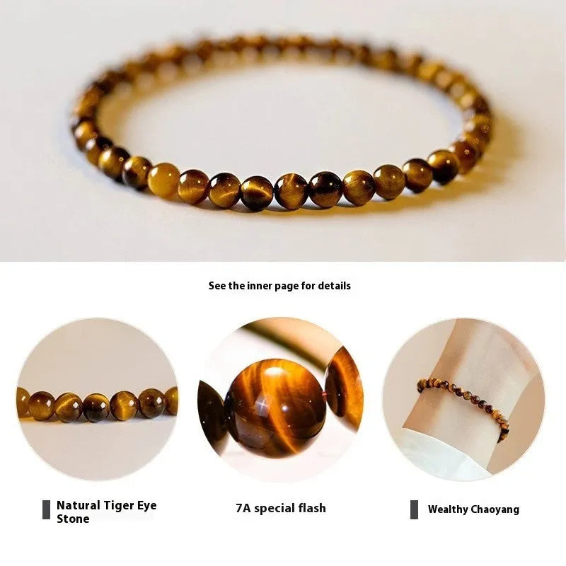 Handmade tiger's eye bracelet with geometric round beads in new Chinese style