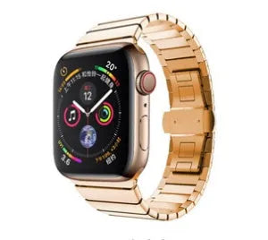 Stainless steel Apple Watch band with butterfly clasp in multiple colour options