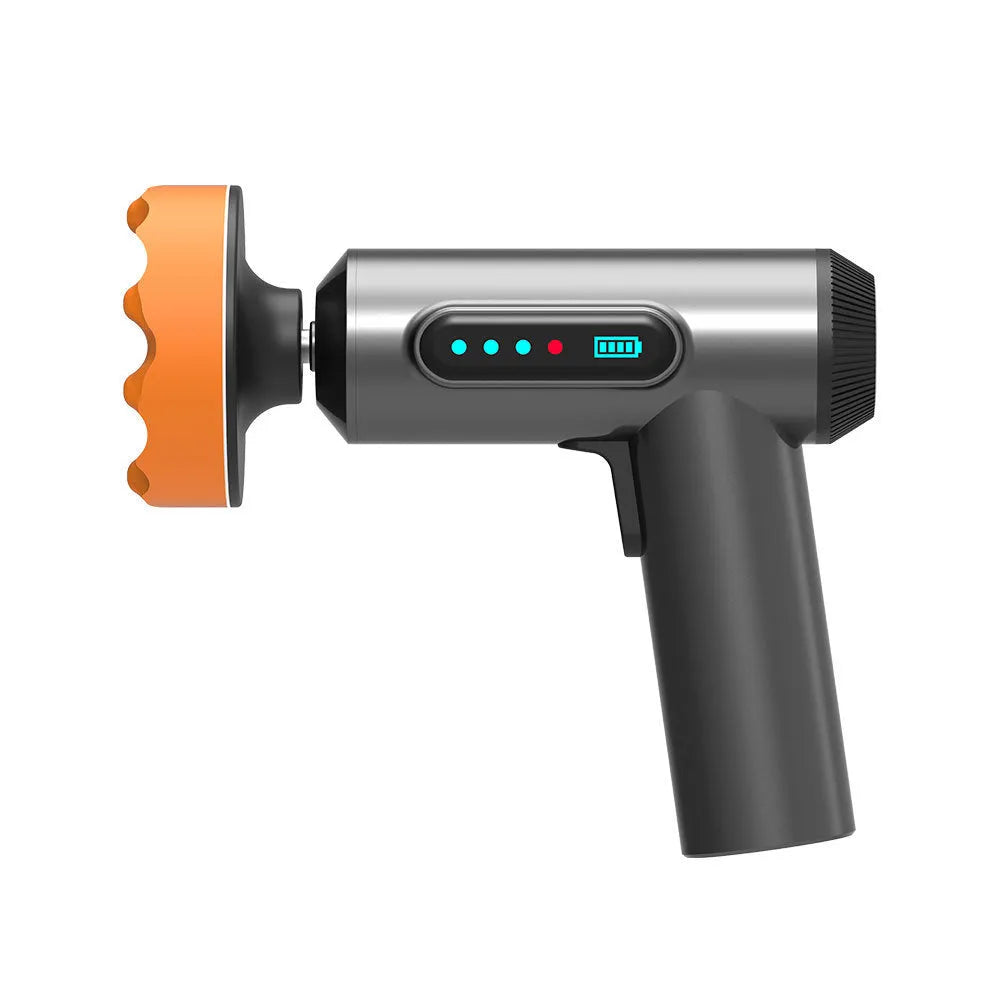 Compact wireless waxing and polishing machine with a 7.7 cm disc on an ABS housing.
