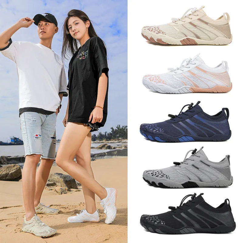 Lycra stretch fabric beach running shoes for water sports in five colour options