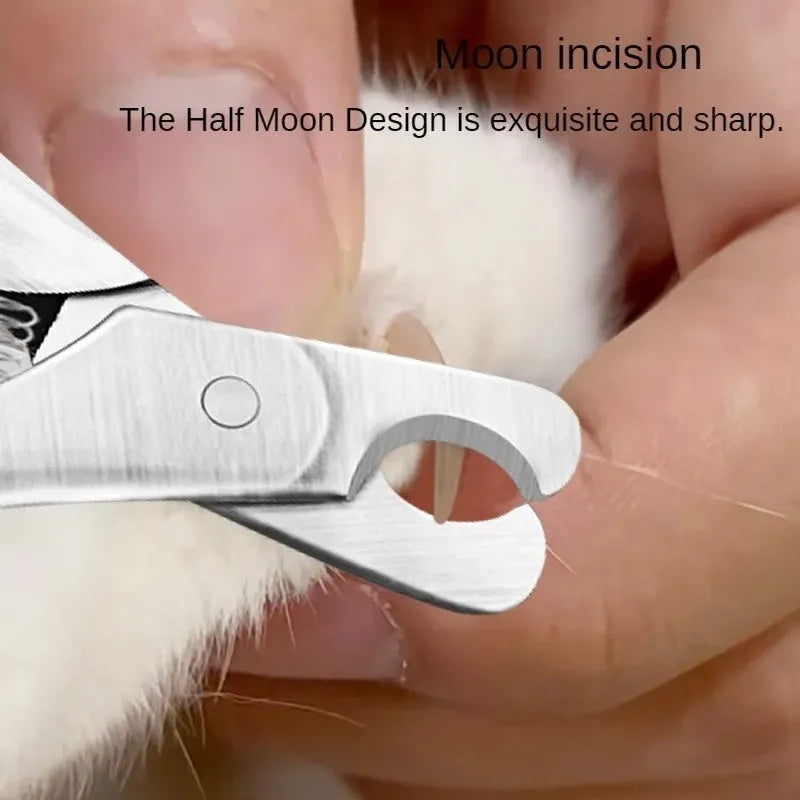 Silver professional pet nail clipper with stainless steel blades for trimming dog and cat nails.