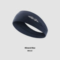 Seamless knitted sports hair band in black, grey, or blue for running and cycling.