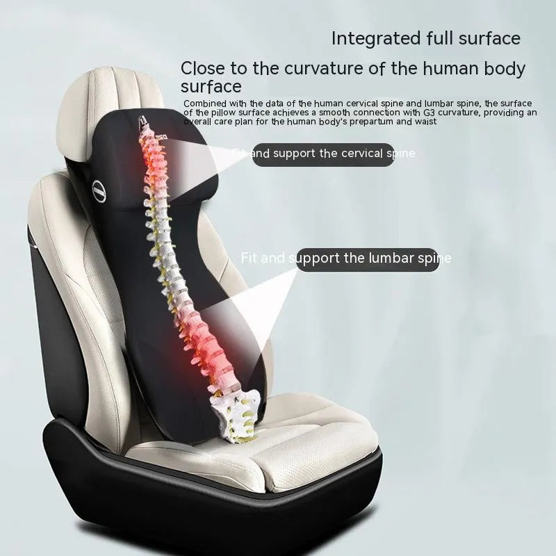 Automotive memory foam waist cushion and headrest lumbar support set in choice of six colours