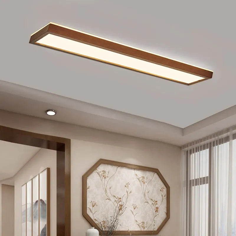 Solid wood long ceiling lamp in traditional Chinese style with linear design