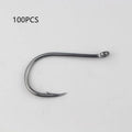 Barbed fishing hooks with crooked mouth, bulk pack for sea fishing, alloy carbon steel material.