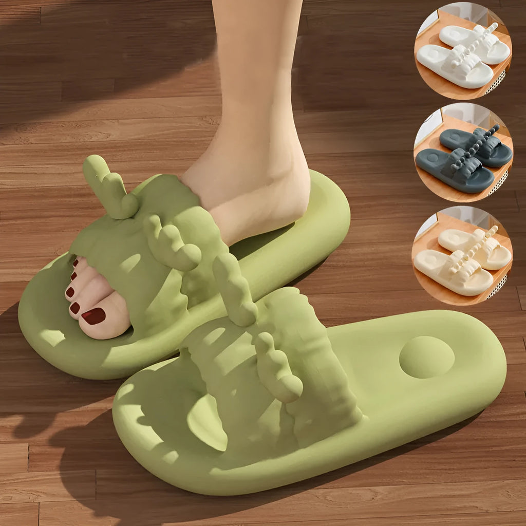 EVA summer slippers with hollow-out design and non-slip soles in four colour options