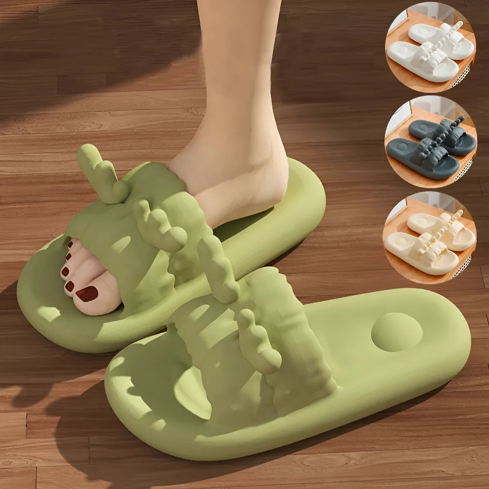 EVA summer slippers with hollow-out design and non-slip soles in four colour options
