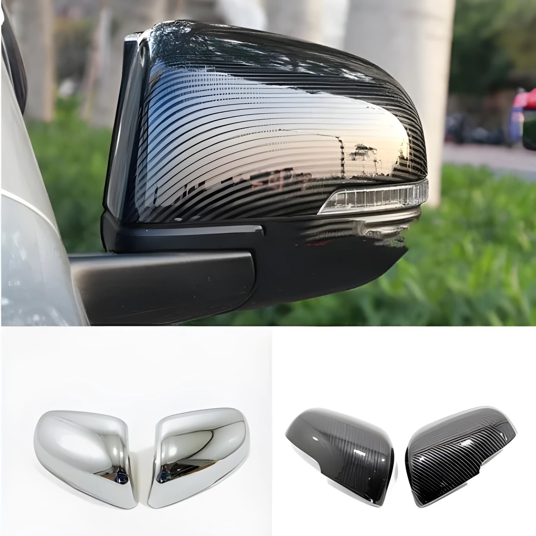 Rearview mirror protection cover with decorative tremella pattern sticker in plastic construction