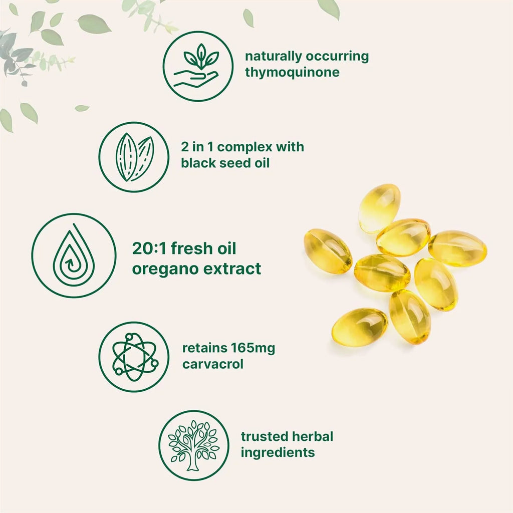 Bottle of black seed oil soft capsules dietary supplement for adults