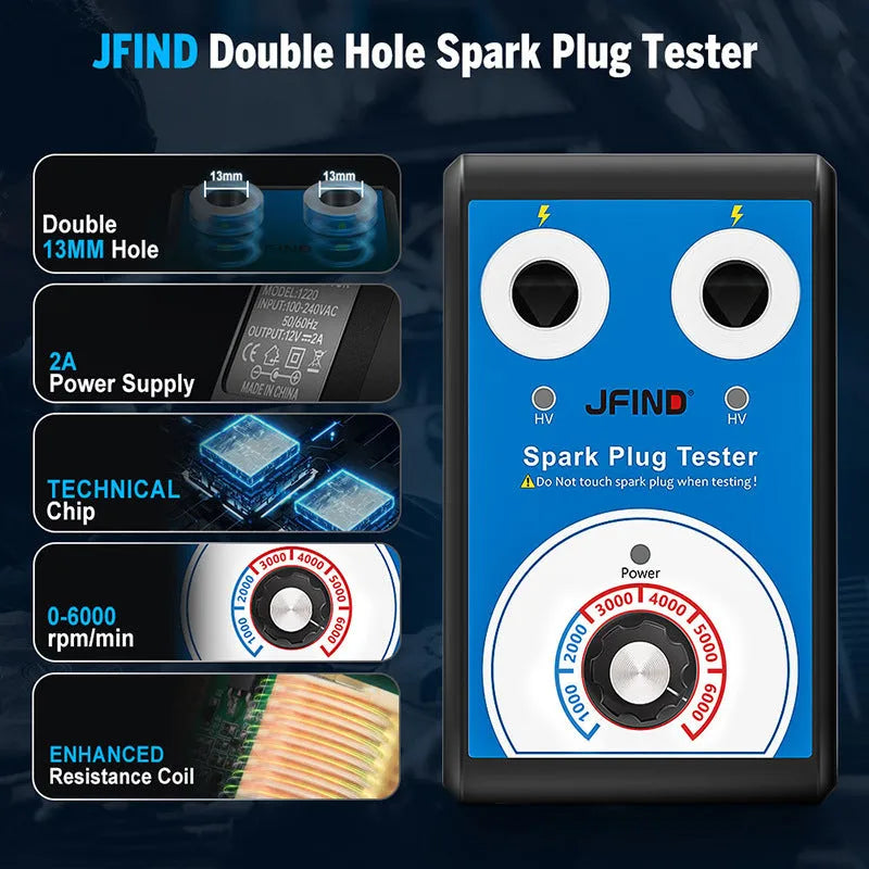 Car spark plug tester kit with dual-standard compatibility for ignition system diagnostics