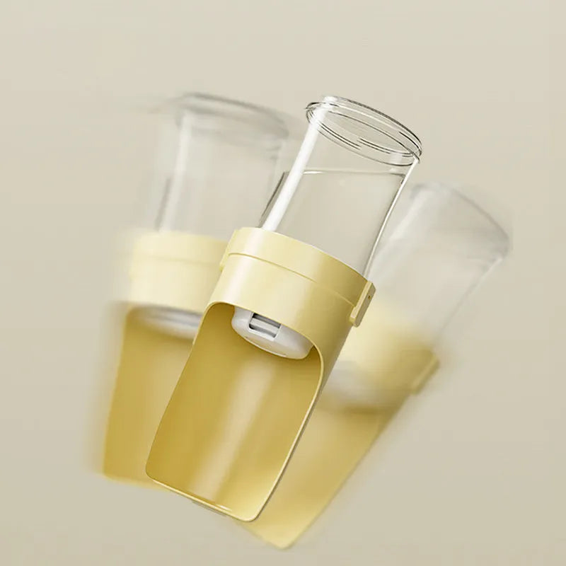 2-in-1 dog travel drink bottle with foldable bowl, 450ml, PP, approx. 9 x 28cm, Gray Green Pink Yellow