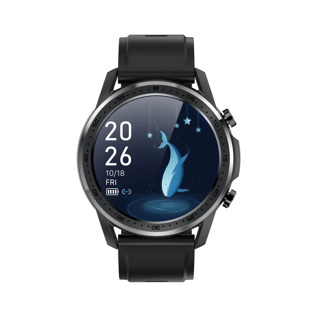 Black or grey zinc alloy smart bracelet with a 1.3-inch screen for body temperature monitoring.